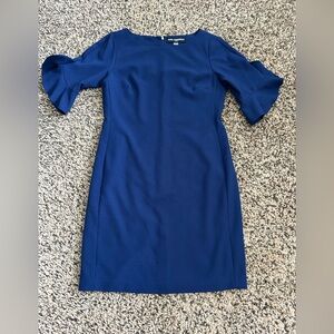 Karl Lagerfeld tulip sleeve round neck blue dress size 8